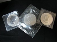 3 Canadian silver 5 dollar coins