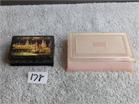 2 Dresser Boxes- 1 Smaller Wooden- 1 Pink Plastic