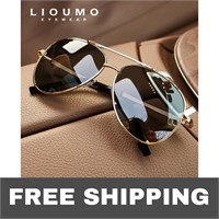 NEW LIOUMO Top Quality Aviation Sunglasses Men