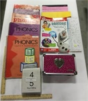 Lot w/ flash cards, phonics books, & Disney book