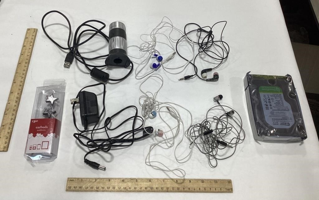 Lot of Earbuds w/ Hard Drive