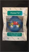 Hallmark Blue Glass Teardrop Ornament Peanuts