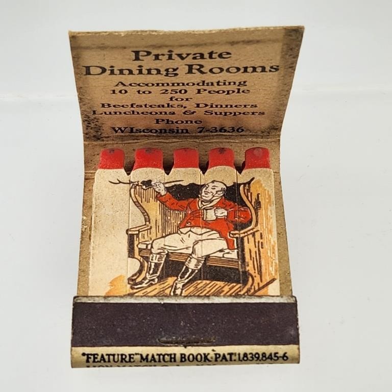 KEEN'S ENGLISH CHOP HOUSE FEATURE MATCHBOOK