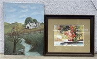 (O) Watercolor Wall Art & Farm Painting On