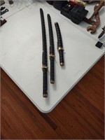 3 katana swords and sheaths various sizes