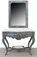 CONTINENTAL MARBLE-TOP CONSOLE TABLE & MIRROR