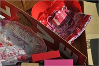 box of Valentine's decor