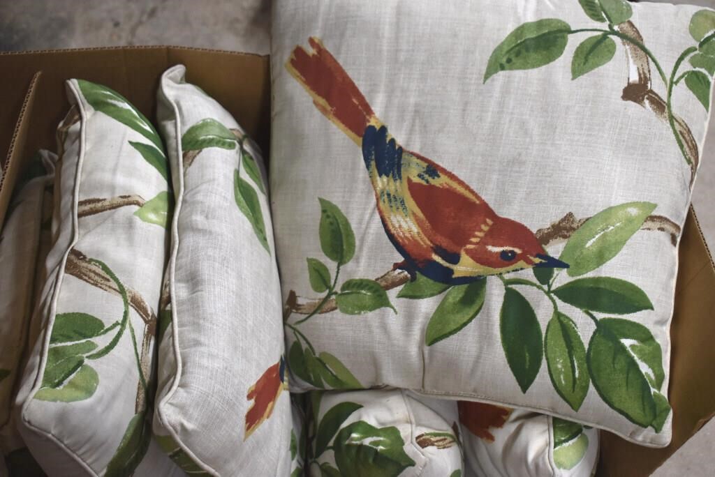 Six Bird Theme Patio Cushions/Pillows