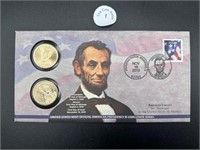 2010 P&D Abraham Lincoln One Dollar Coin Cover Lim