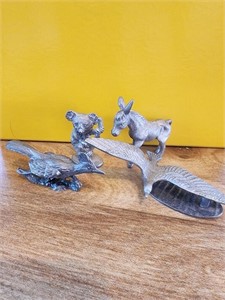 Lot of 4 spoontiques vintage pewter animals