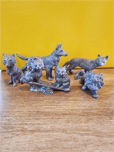 Cat and dog spoontiques vintage pewter figures