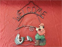 Metal Fisherman Welcome Sign