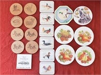 Mixed Lot 21 Leather & Ceramic Coasters & Trivets