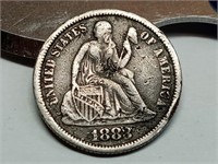 OF) Full Liberty 1883 seated liberty silver dime