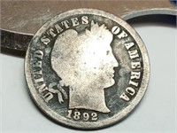 OF) 1892 silver Barber dime