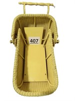 Yellow Wicker Baby / Doll Buggy
