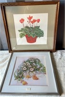 2 Framed Floral Pictures.   NO SHIPPING