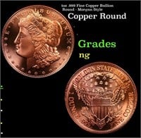 1oz .999 Fine Copper Bullion Round - Morgan Style