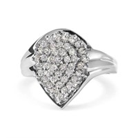 10K White Gold Pear Shaped Diamond Cluster Ring