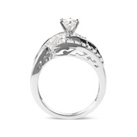 14K White Gold Diamond Swirl Cocktail Ring - 1.00