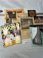 Lot of VTG Moon Landing News Items and Maps