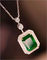 3.2ct Zambian Emerald 18Kt Gold Necklace