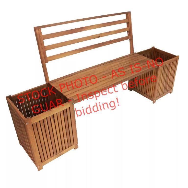 Wood Bench With Planter Boxes