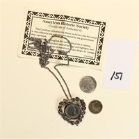 American Historic Society Coin necklace and 2 coin