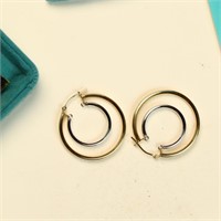 14K white and yellow gold heart earrings
