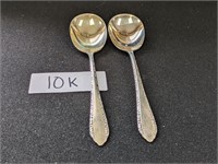 2 Sterling Silver Royal Crest Condiment Spoons