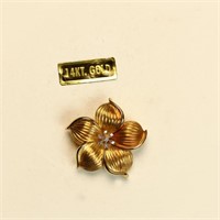 14K gold diamond floral brooch 5 gms