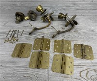 Vintage Brass Door Handles w/ Locks And Screws