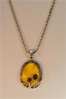 Indian Sterling Chain with Amber Pendant