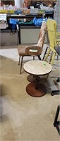 2 VINTAGE TABLES AND CHAIR