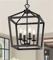 AMZASA Farmhouse Rustic Black Lantern Chandelier