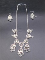 ZEBRA PRINT NECKLACE AND EARRING SET VINTAGE ANTIQ