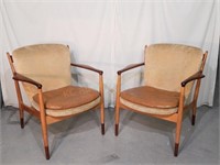 Pair of Finn Juhl Armchairs.Leather Seats