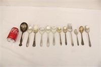 12 Serving Forks & Spoons Some Silver Plate