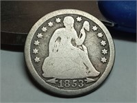 OF) 1853 seated liberty silver dime