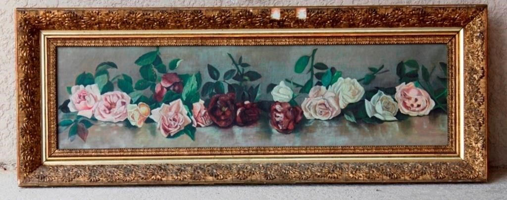Yard Long Oil on Canvas Victorian Painting