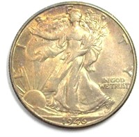 1946-D Walking Liberty About UNC Iridescent