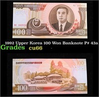 1992 Upper Korea 100 Won Banknote P# 43a Grades Ge