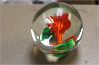 Floral Art Glass Paperweight