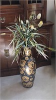 Vtg Oriental Floral Satsuma Floor Vase