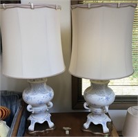 Pair of Matching Blue & White Porcelain Lamps