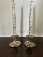 Silver candle holder with acrylic candles