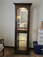 Mahogany Lighted Curio Display Cabinet