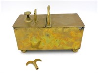 Brass Honesty tobacco box, 19th century, English,