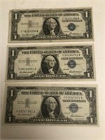 3 - 1957 $1 Silver Certificate Notes
