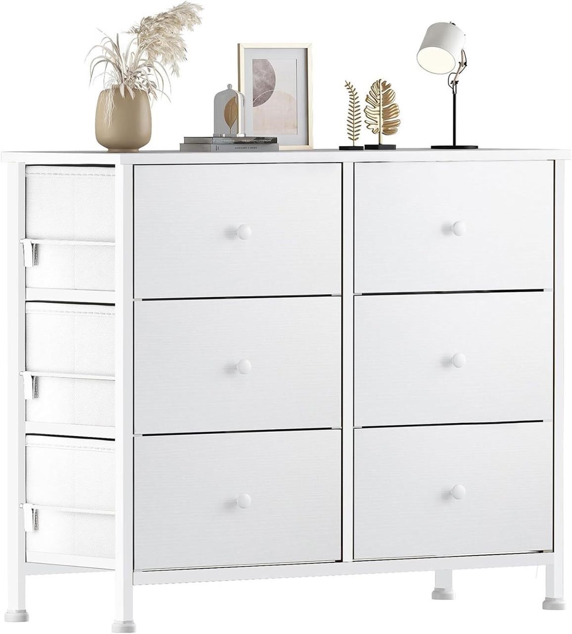 BOLUO White Dresser for Bedroom 6 Drawer Organizer